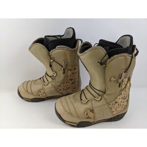 BURTON Emerald Snowboard Boots WOMEN SIZE 8.5 Brown With Floral Side Design